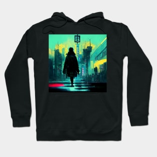 Lo-fi Saunter - Cyberpunk Cityscape Skyline Hoodie